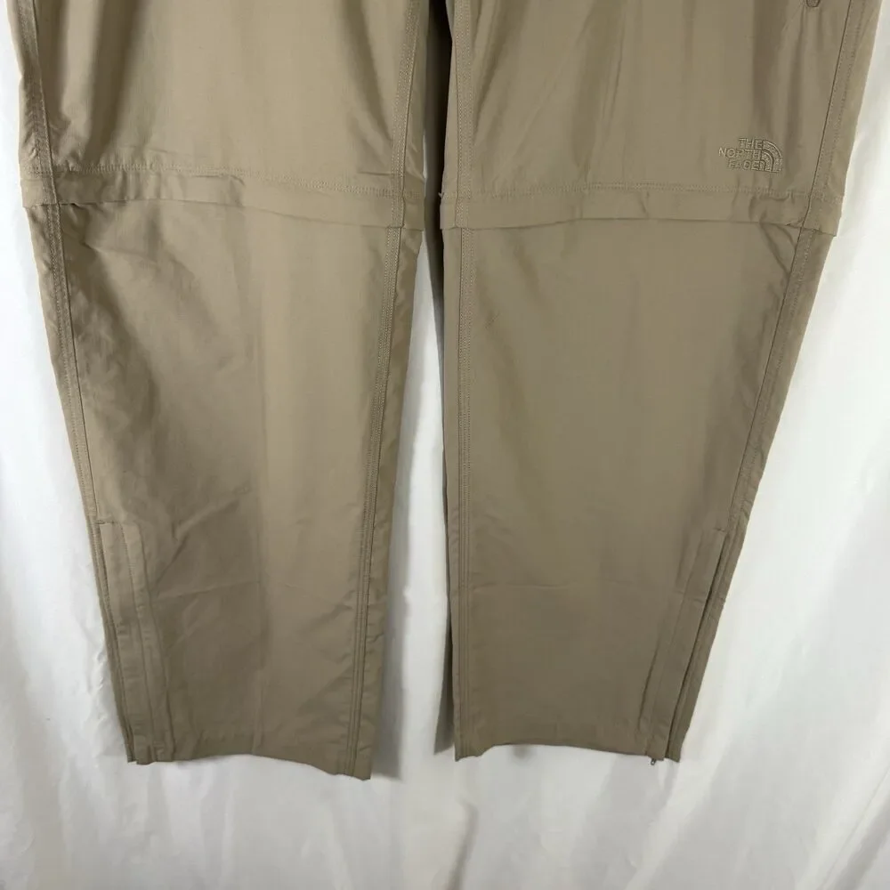 North Face Hiking Convertible Pants Men's 40x30 Khaki Zip Pocket Snap Zip